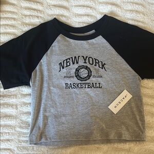 women’s pacsun Grey and Black New York Basketball Shirt